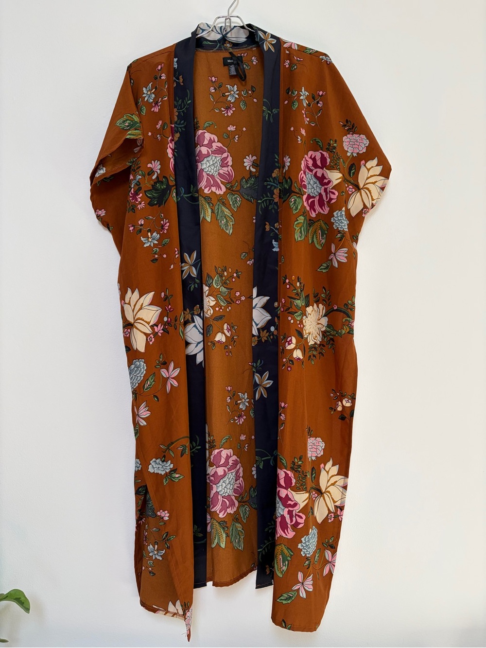 Modena Midi Length Floral Open Kaftan Rusty Color OS